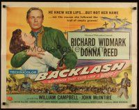 7z243 BACKLASH style A 1/2sh '56 Richard Widmark knew Donna Reed's lips but not her name!