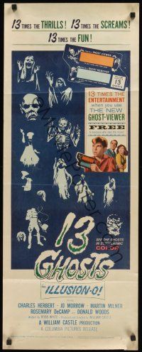 8a002 13 GHOSTS insert '60 William Castle, great art of the spooks, cool horror in ILLUSION-O!