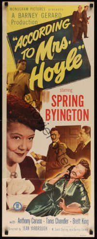 8a014 ACCORDING TO MRS HOYLE insert '51 close-up of Spring Byington in the title role!