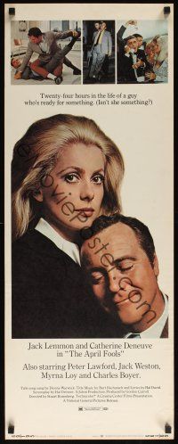 8a032 APRIL FOOLS insert '69 Jack Lemmon & Catherine Deneuve are married but not to each other!