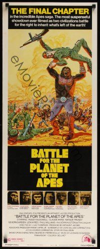 8a044 BATTLE FOR THE PLANET OF THE APES insert '73 great sci-fi art of war between apes & humans!