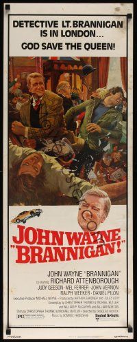 8a081 BRANNIGAN insert '75 Douglas Hickox, great art of fighting John Wayne in England!