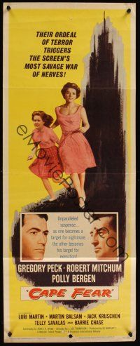 8a099 CAPE FEAR insert '62 Gregory Peck, Robert Mitchum, Polly Bergen, classic film noir!
