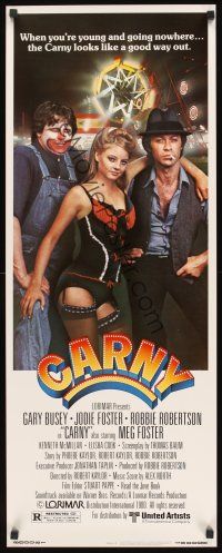 8a103 CARNY insert '80 Jodie Foster, Robbie Robertson, Gary Busey in carnival clown make up!