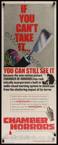 8a111 CHAMBER OF HORRORS insert '66 wild image of man with butcher knife hand!
