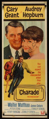 8a113 CHARADE insert '63 tough Cary Grant & sexy Audrey Hepburn!