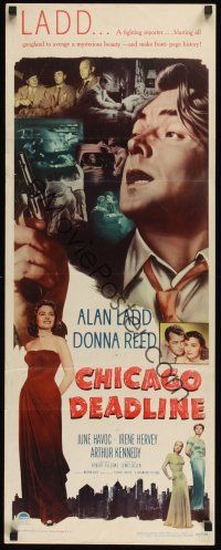 8a117 CHICAGO DEADLINE insert '49 cool image of Alan Ladd, Donna Reed & bad girls, film noir!