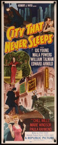 8a121 CITY THAT NEVER SLEEPS insert '53 Gig Young, Marie Windsor, Mala Powers, Chicago!