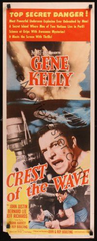 8a139 CREST OF THE WAVE insert '54 great close up of angry Gene Kelly at periscope of submarine!