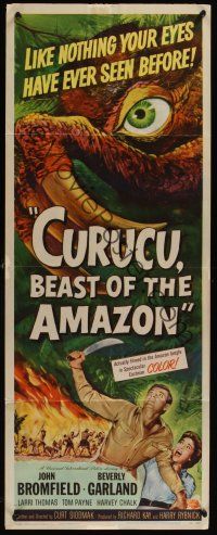 8a144 CURUCU, BEAST OF THE AMAZON insert '56 Universal horror, great monster art by Reynold Brown!