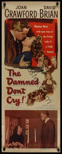 8a147 DAMNED DON'T CRY insert '50 Joan Crawford is the private lady of a Public Enemy!