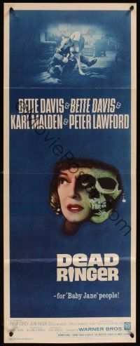 8a152 DEAD RINGER insert '64 creepy close up of skull & Bette Davis, who kills her own twin!