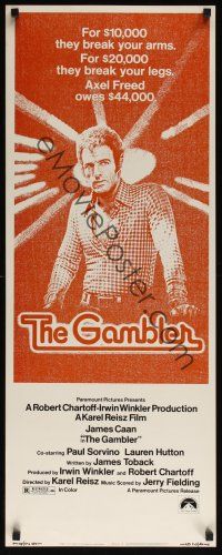 8a247 GAMBLER insert '74 James Caan is a degenerate gambler who owes the mob $44,000!