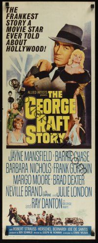 8a249 GEORGE RAFT STORY insert '61 art of sexy Jayne Mansfield in fur & Ray Danton!