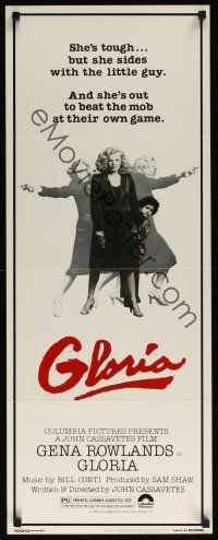 8a261 GLORIA insert '80 John Cassavetes, Gena Rowlands full-length with gun!