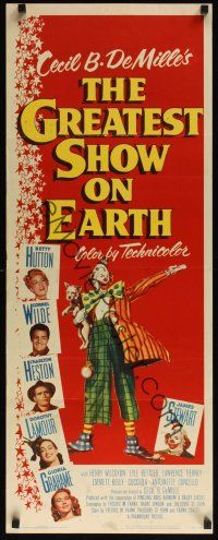 8a278 GREATEST SHOW ON EARTH insert '52 Cecil B. DeMille circus classic,Charlton Heston, Stewart!