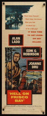 8a298 HELL ON FRISCO BAY insert '56 really cool art of Alan Ladd, Edward G. Robinson, Joanne Dru!