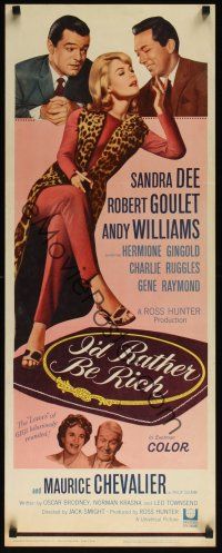 8a321 I'D RATHER BE RICH insert '64 sexy Sandra Dee between Robert Goulet & Andy Williams!
