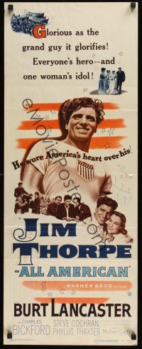 8a340 JIM THORPE ALL AMERICAN insert '51 Burt Lancaster as greatest athlete of all time!