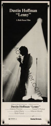 8a368 LENNY insert '74 silhouette image of Dustin Hoffman as comedian Lenny Bruce at microphone!