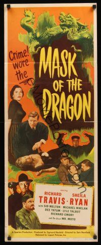 8a410 MASK OF THE DRAGON insert '51 Richard Travis & Sheila Ryan in Korea, crime wore the mask!
