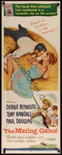 8a411 MATING GAME insert '59 Debbie Reynolds & Tony Randall are fooling around in the hay!