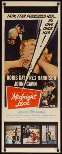 8a415 MIDNIGHT LACE insert '60 Rex Harrison, John Gavin, fear possessed Doris Day as love once had
