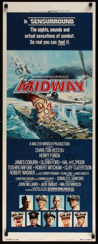 8a416 MIDWAY insert '76 Charlton Heston, Henry Fonda, dramatic naval battle art!