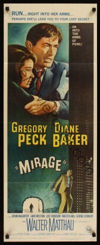 8a419 MIRAGE insert '65 is the key to Gregory Peck's secret in his mind, or in Diane Baker's arms?