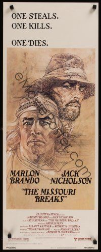 8a420 MISSOURI BREAKS insert '76 art of Marlon Brando & Jack Nicholson by Bob Peak!