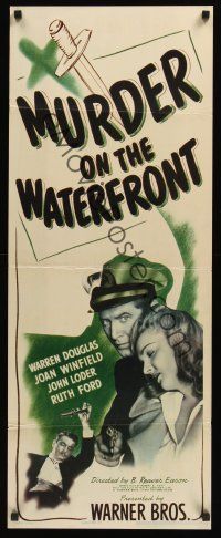 8a431 MURDER ON THE WATERFRONT insert '43 Warren Douglas & sexy Joan Winfield!