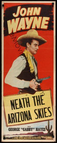 8a439 JOHN WAYNE stock insert '40s cool image of John Wayne with revolver, Neath Arizona Skies
