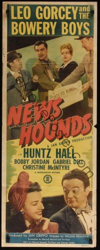 8a442 NEWS HOUNDS insert '47 the Bowery Boys, Leo Gorcey, Huntz Hall, Christine McIntyre!