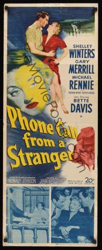 8a479 PHONE CALL FROM A STRANGER insert '52 Bette Davis, Shelley Winters, Michael Rennie!