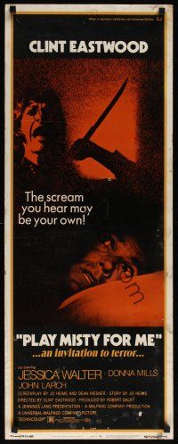 8a481 PLAY MISTY FOR ME insert '71 classic Clint Eastwood, Jessica Walter, an invitation to terror