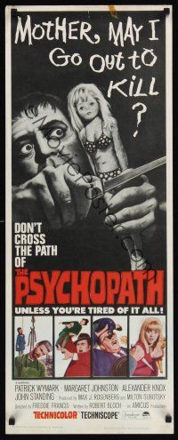 8a497 PSYCHOPATH insert '66 Robert Bloch, wild horror image, Mother, may I go out to kill?