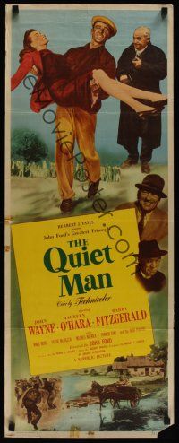 8a498 QUIET MAN insert '51 great image of John Wayne carrying Maureen O'Hara, John Ford!