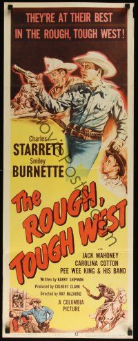 8a536 ROUGH TOUGH WEST insert '52 Charles Starrett as Durango Kid & Smiley Burnette at their best!