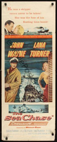 8a552 SEA CHASE insert '55 great seafaring artwork of John Wayne & Lana Turner!