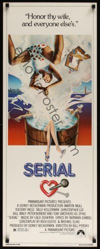 8a556 SERIAL insert '80 wacky John Alvin art of man diving into hot tub, screwball comedy!