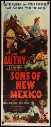 8a594 SONS OF NEW MEXICO insert '49 cool image of Gene Autry with gun, Champion!