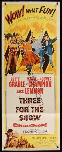 8a657 THREE FOR THE SHOW insert '54 Betty Grable, Jack Lemmon, Marge & Gower Champion!