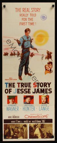 8a687 TRUE STORY OF JESSE JAMES insert '57 Nicholas Ray, Robert Wagner, Jeffrey Hunter, Hope Lange