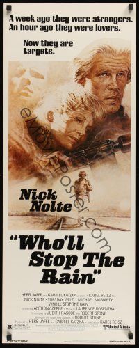 8a727 WHO'LL STOP THE RAIN insert '78 artwork of Nick Nolte & Tuesday Weld by Tom Jung!