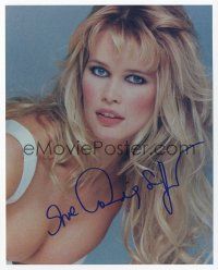 8b069 CLAUDIA SCHIFFER signed color 8x10 REPRO still '00s close up of the sexy blonde model!