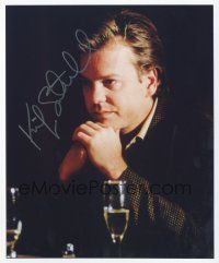 8b087 KIEFER SUTHERLAND signed color 8x10 REPRO still '03 close portrait at table with champagne!