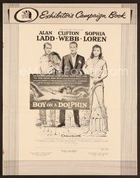 8b212 BOY ON A DOLPHIN pressbook '57 art of Alan Ladd, sexiest Sophia Loren, Clifton Webb
