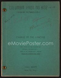 8b169 CHARGE OF THE LANCERS final draft script March 26, 1953, screenplay by Robert Kent!