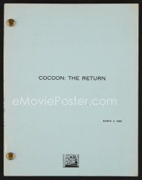 8b170 COCOON THE RETURN revised fifth draft script March 4, 1988, screenplay by Stephen McPherson!