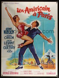8c116 AMERICAN IN PARIS French 1p R60s Roger Soubie art of Gene Kelly with sexy Leslie Caron!